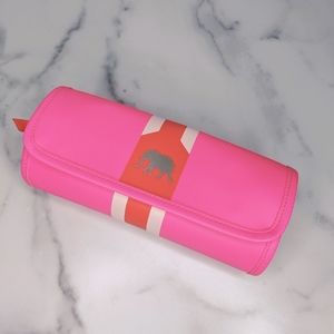 Stella & Dot neon pink elephant jewelry roll case